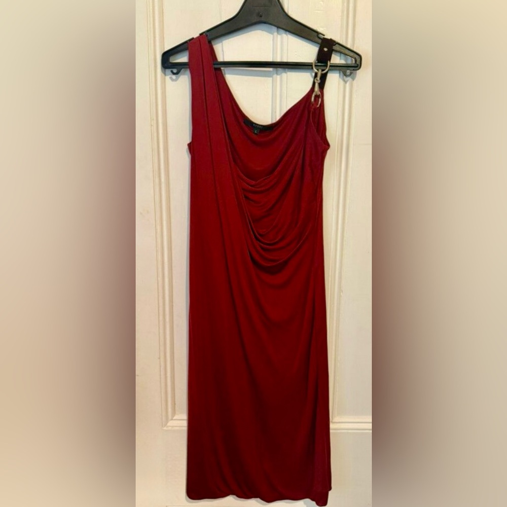 Gucci Sleeveless Dark Red Dress w/ Brown Suede and Gold Horsebit Closure Size S. - Picture 4 of 7